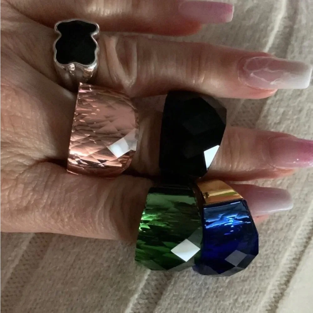 Swarovski elements ring size 8 amber shade gold plated nirvana SSBG8
